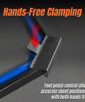 Hands-free clamping feature of 50 Inch Foot Clamp Pan And Box Brake For Sheet Metal Folding, Heavy Duty Industrial Metal Bender, 0-135 Degree Bend