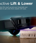 PowerDetect Self Empty Robot Vacuum With NeverStuck Tech lifting over carpet threshold