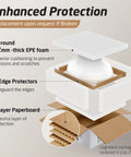 Premium Oval Ceramic Vessel Sink For Bathroom Vanity Countertop Glossy White Porcelain Bowl Above Counter with enhanced protective packaging details.
