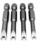 Rock Solid Spanner Drive Screwdriver Bit Set Featuring Sp4 Sp6 Sp8 Sp10 Sizes Built From Tough Chrome Vanadium Steel, shown in four sizes.