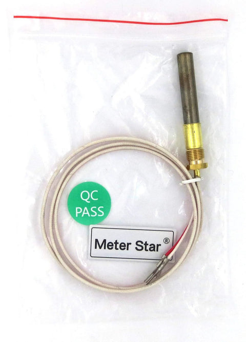 Thermopile replacement sensor with metal probe and white insulated cable for gas appliances (Meter Star)