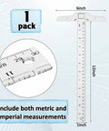 12 Inch T Square Ruler Transparent Plastic for Drafting and Layout Work with Inches and Metric Calibrations, Pro Grade Clear