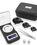 Pro Grade Digital Milligram Scale For Jewelry And Powder Weighing 50g Capacity 0.001g Readout Includes Tweezers Calibration Weights Three Pans And Case