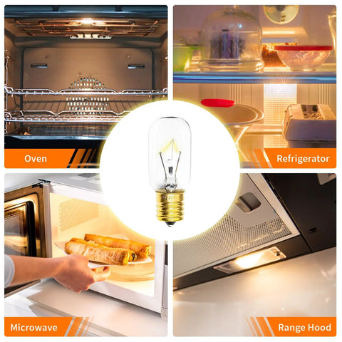 Over The Range Microwave Light Bulb Dimmable 125V 30W E17 Base Super Easy Install above oven, fridge, microwave, range hood