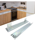 Set Of Two Heavy Duty 14 Inch Drawer Slides Offering Rock Solid 100 Lb Capacity With Smooth Ball Bearing Side Mount Cabinet Glides That Open Like Butter Every Time in a modern kitchen setting.