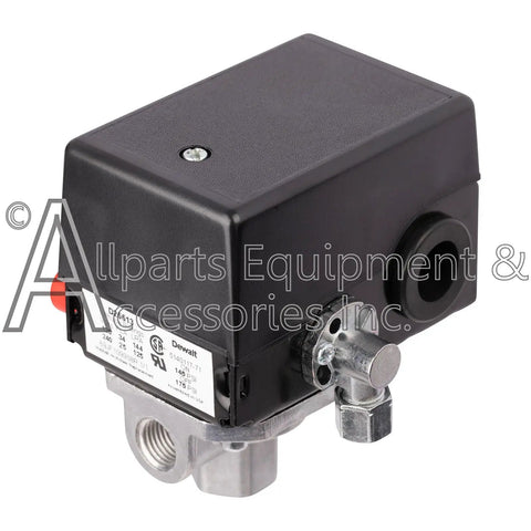 OEM Equivalent Four Port Pressure Switch 140 175 PSI Two Pole 120 240V for air compressors, side view.
