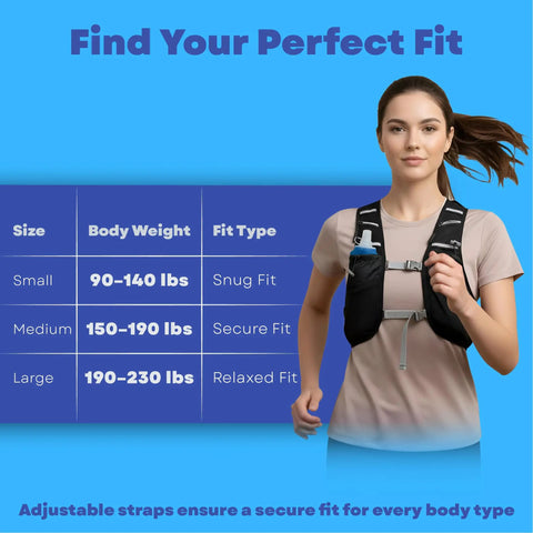 Woman wearing Go To Hydration Vest For Running With Two 500ml Flasks, Phone Pocket, No Bounce Comfort, Ultralight Water Backpack