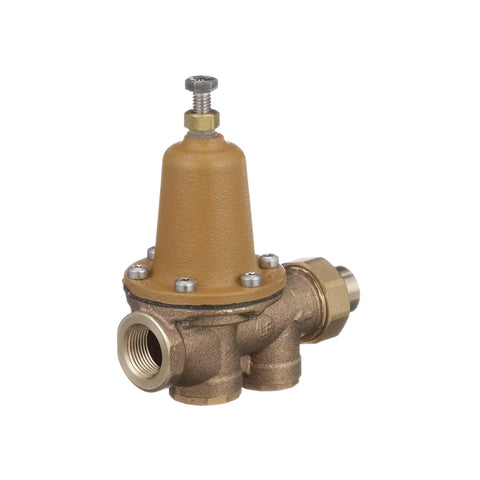 Lead Free Three Quarter Inch Water Pressure Reducing Valve With Solder Union Outlet And NPT Female Outlet Polymer Seat.