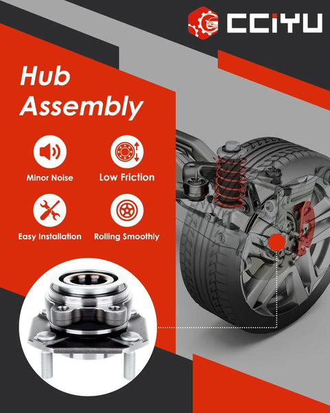Front Wheel Hub And Bearing Assembly Replacement For Nissan Sentra With ABS 4 Lug Hubs 513297 displayed with installation features