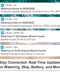 Smart Water Timer and Gateway for Lawn Irrigation With Weather Adaptive Control real-time watering alerts screen
