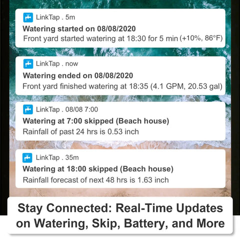 Real-time alerts on Two Zone Dope Smart Hose Timer And Gateway For Weather Based Irrigation, Remote Control Via Mobile Or Web App.