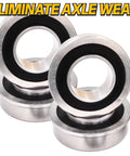 Front Wheel Bushing To Bearing Conversion Kit For 1.375 In Rim And 0.750 In Axle, showing sealed bearings with text 'Eliminate Axle Wear'