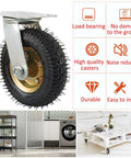 Heavy Duty Rubber Casters Set Of 4, Pneumatic Swivel Wheels with a durable inflatable tire for tool carts or storage.
