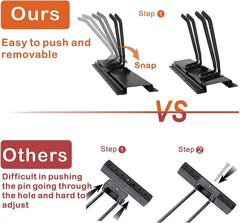 Comparison of removable hooks for Garage Organizer Wall Mount Rack With Six Removable Hooks Heavy Duty Steel Tool Hanger
