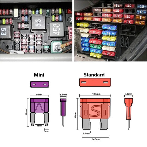 140Pcs Blade Fuse Assortment Kit With Standard And Mini Fuses For Marine RV Camper Boat Truck Aluminum Case Includes Puller