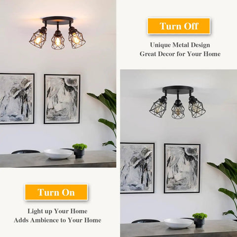 Adjustable Multi Directional Ceiling Light Fixture with E26 Base for Kitchen Hallway and Dining Room semi flush mount