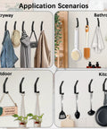 Application scenarios of Six Hooks Heavy Duty Wall Mount Coat Rack Set with black aluminum alloy hooks in various rooms