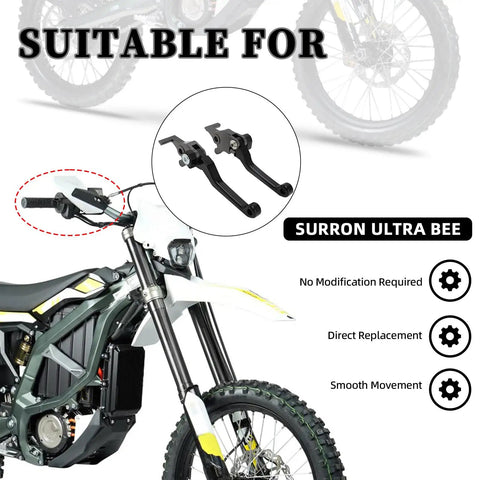 Adjustable CNC 6061 Aluminum Brake Levers For Surron Ultra Bee Electric Dirt Bike Replacement Ultrabee Hand Levers With Custom Reach For Comfortable Grip And Crisp Smooth Braking Performance