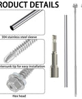 Product details of 30 Pack 8 Inch Stainless Steel Gutter Screws With 304 Stainless Sleeves For 6 Inch Gutters Beefy Heavy Duty Roof Gutter Repair Kit With Magnetic Socket Premium Metal Gutter Fasteners Replacement