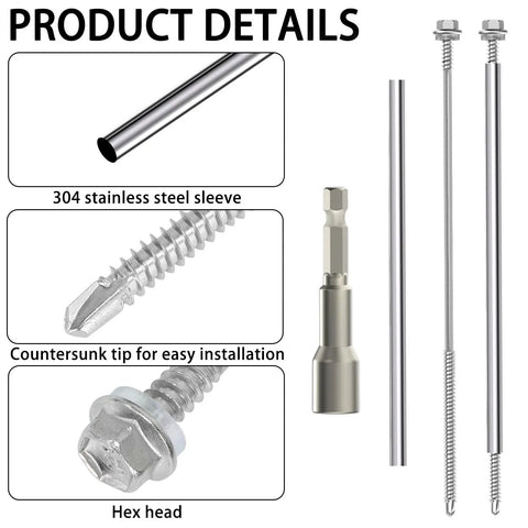 Product details of 30 Pack 8 Inch Stainless Steel Gutter Screws With 304 Stainless Sleeves For 6 Inch Gutters Beefy Heavy Duty Roof Gutter Repair Kit With Magnetic Socket Premium Metal Gutter Fasteners Replacement