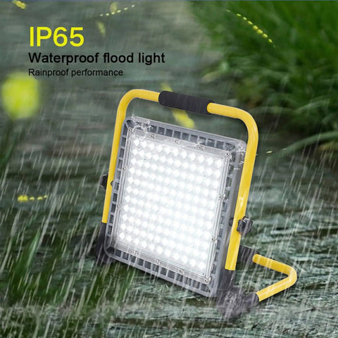 Spot Lighting Portable Rechargeable Led Flood Light 100W 200W 300W 400 with IP65 waterproof design, ideal for outdoor use.