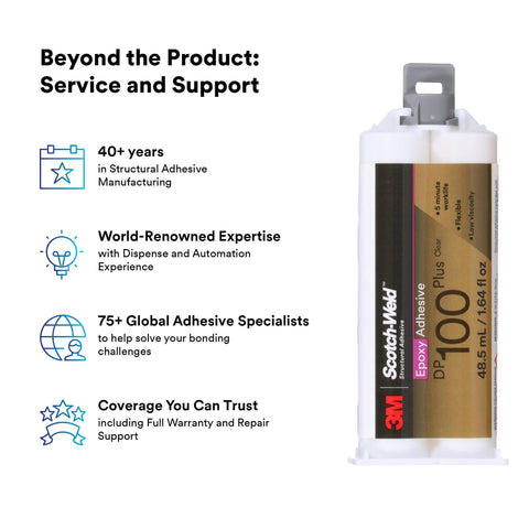 Epoxy Adhesive DP100 Plus Clear Duo-Pak 48.5 mL (1.64 fl oz) cartridge with service support details