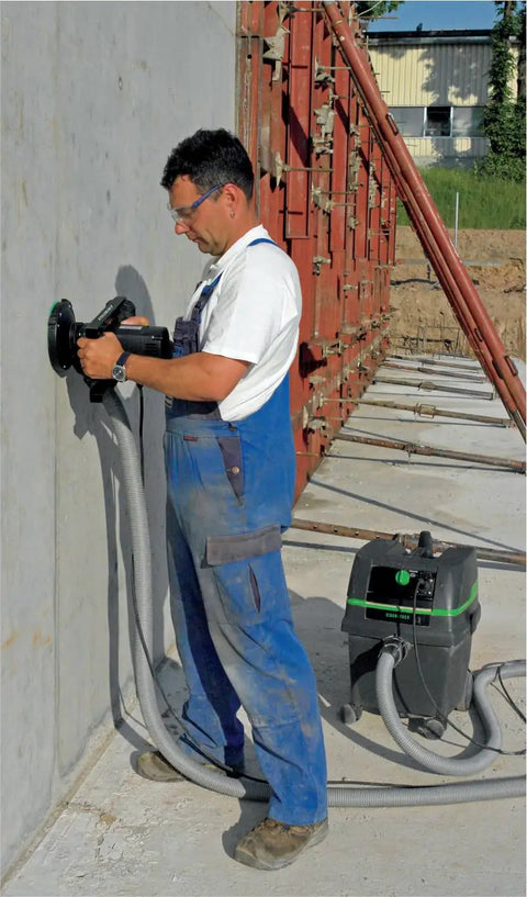 5 Inch Workhorse Concrete Surface Grinder With Dust Extraction For Removing Paint Epoxy Glue And Coatings, Low Vibration, 16 Amp Motor, 10,000 RPM, German Made, Ergonomic H Handle For Comfort And Control
