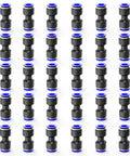 30 Pack 8mm Tube OD Straight Push To Connect Pneumatic Quick Connect Fittings Set With Union And Coupler Air Line Hose Fittings For Workshop Auto Shop Use, blue plastic