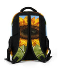 Back view of Go To Sunflower Close Up Print Backpack For Everyday Use Unisex Large Capacity Daypack with durable polyester and straps visible
