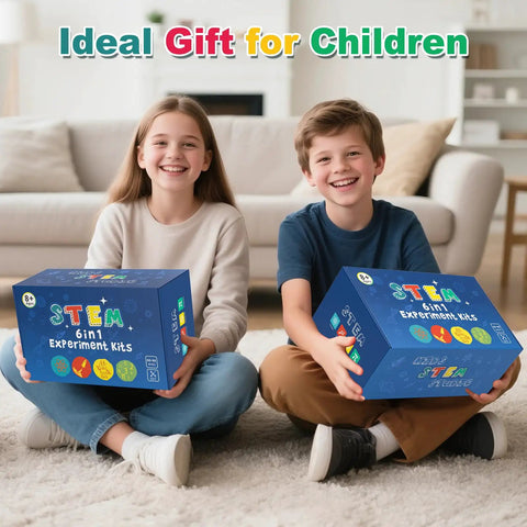 Kids holding STEM 6-in-1 kits, ideal gift for children, Hands On Kit For Kids Ages 8 To 12 Wood Arts And Crafts Projects