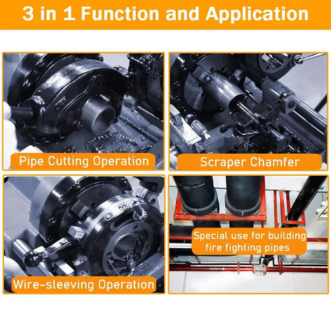 Heavy Duty Electric Pipe Threader Machine 1/2 To 4 Inch Power Threading Cutter With Self Oiling System 220V pipe cutting and scrapping operations.