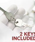 Emergency Garage Door Release Lock Kit With Universal Keyed Disconnect For Overhead Doors, includes 2 keys, close-up view