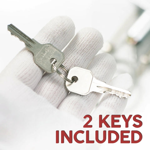 Emergency Garage Door Release Lock Kit With Universal Keyed Disconnect For Overhead Doors, includes 2 keys, close-up view