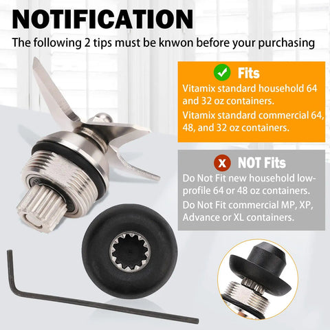 Wet Blade Assembly With Wrench And Drive Socket Tool Kit For Blenders Compatible With Vitamix 5200 Series 64oz And 32oz Mixer Containers Replacement Part For Kitchen DIY Repair And Smooth Blending with compatibility guide