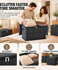 Heavy Duty Moving Storage Bins That Make Dealing With Clutter A Snap Featuring Sturdy Handles Secure Zipper And Quick Fold Layout For Bulky Coats And All Your Seasonal Stash in use with large blankets.