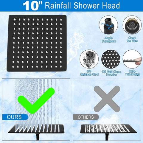 10 Inch Rainfall Shower Head And Handheld Combo With 11 Inch Arm Anti Leak Design Adjustable Height And Angle Four Spray Modes