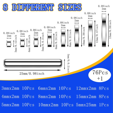 76 Piece Magnetic Set With Wand Includes 8 Sizes Of Round Neodymium Magnets For Fridge Whiteboard DIY Projects And Office Use Strong Pickup For Crafts And Small Parts