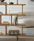 Retro Style Floor Standing Book Shelf With Open Multi Layer Shelves For Living Room Or Office, wooden display with books and decor