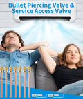 20-piece refrigerator/AC service valve set in brass/copper with 1/4 in SAE x 1/4 in OD x 2.5 in stem