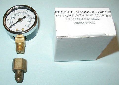 Oil burner fuel pressure gauge 0-200 PSI for testing