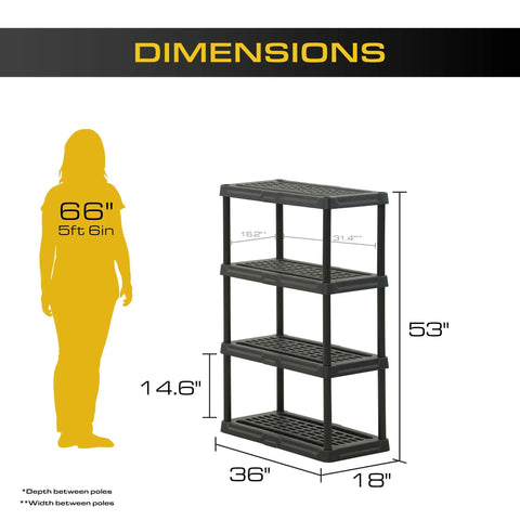 Gonna Save Your Wall Space Four Tier Heavy Duty Plastic Storage Shelves For Garage Laundry Room And Closets Rust Resistant Multi Level Rack That Cranks Up Storage Capacity In Black