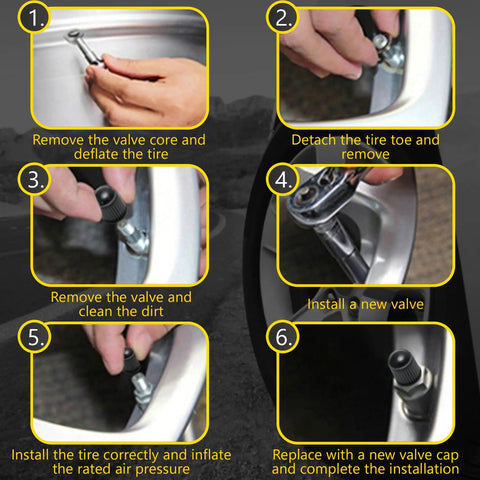 Step-by-step guide for installing Tubeless Tire Valve Stems Set Of 100 Pieces TR412 TR413 TR414 on 0.453 inch rims.