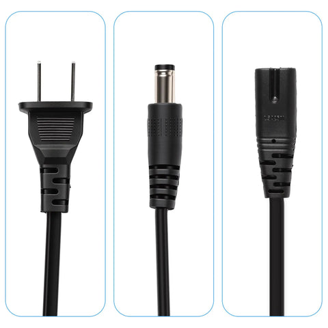 12V 5A DC Power Supply Switching Adapter 60W With 2.1x5.5mm Connector 100-240V AC Input Works With LED Strip Lights, Wireless Routers, Security Cameras, ADSL Modems, Switches, LCD Monitors, Indoor Use, black cable and plug close-up