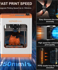 Plug And Play Beginner Friendly Open Source 3D Printer with WiFi Cloud Printing, visible with orange and white design, owl print model