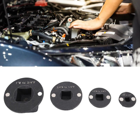 Compact Low Profile Impact Socket Adapters With Magnetic Inserts For Tight Spaces And Hard To Reach Bolts Crv Steel Drive Reducers 4 Piece Set, 1in to 1/4in