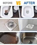 Rid Your Drain of Gunk Fast With Auto Air Pressure Plunger Blast Heavy Duty Sink Tube Kitchen Tool in before and after images.