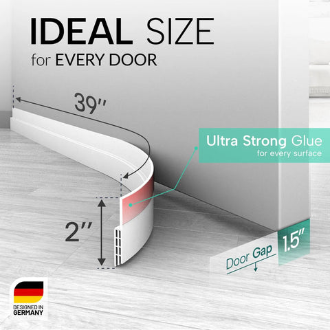 Vellure door draft stopper installed at bottom of door; premium door sweep with ultra-strong glue for weather sealing