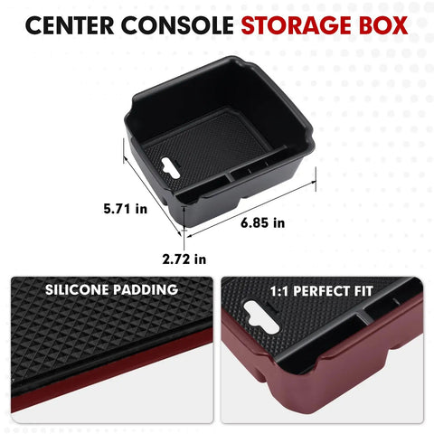 Center Console Organizer For Taos And Tiguan 2022 To 2026 And 2018 To 2024 with non-slip silicone mats and insert tray dimensions