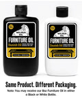 Furniture Wood Oil 100% Natural Finish And Restore For Cabinets Tables And Floors VOC Free 8oz Bottle in black and white packaging