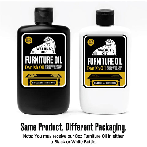Furniture Wood Oil 100% Natural Finish And Restore For Cabinets Tables And Floors VOC Free 8oz Bottle in black and white packaging